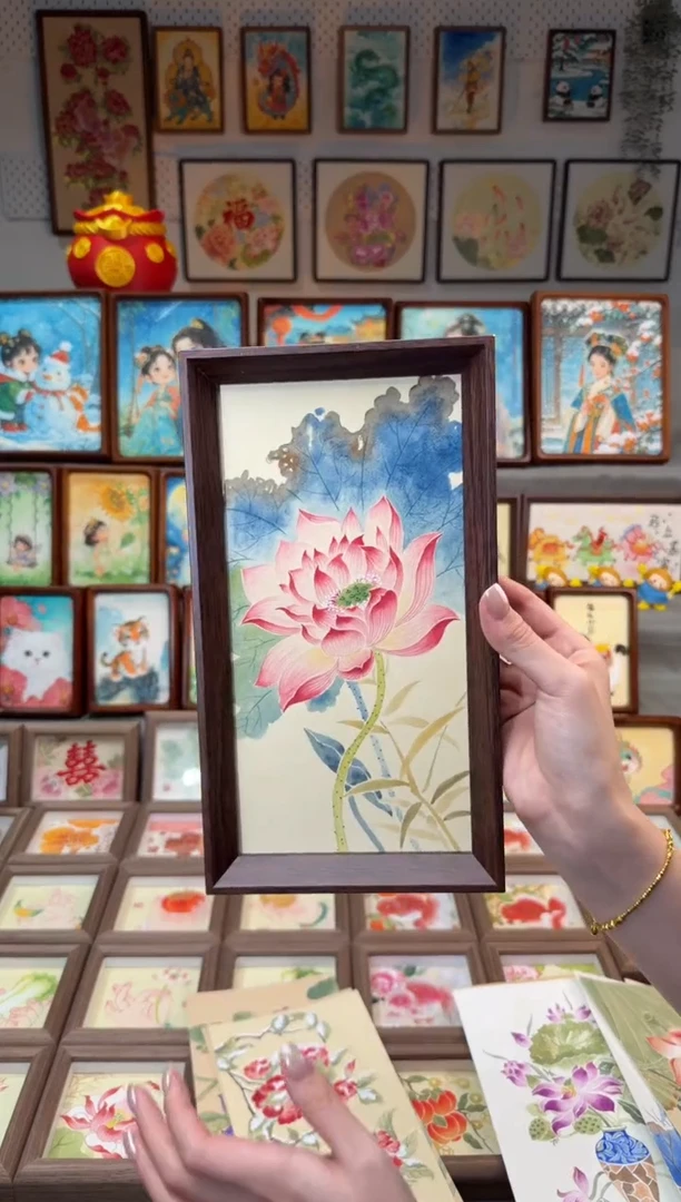 国画蓝染荷花 手绘国画27