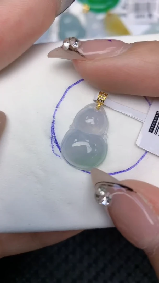 颈饰18K金镶嵌翡翠天然缅甸翡翠a货百元以上9元证书费自理