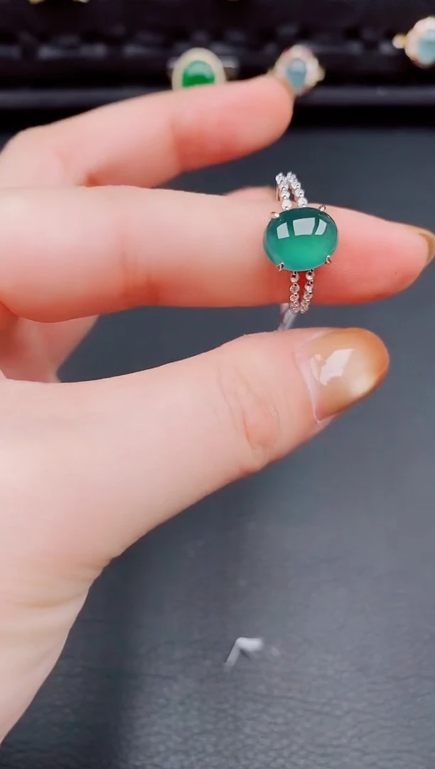 【闪购商品】翡翠戒指银S925镶嵌天然a货翡翠221