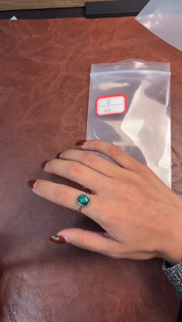 银S925镶嵌绿松石戒指噶玛珠宝湖北绿松银S925