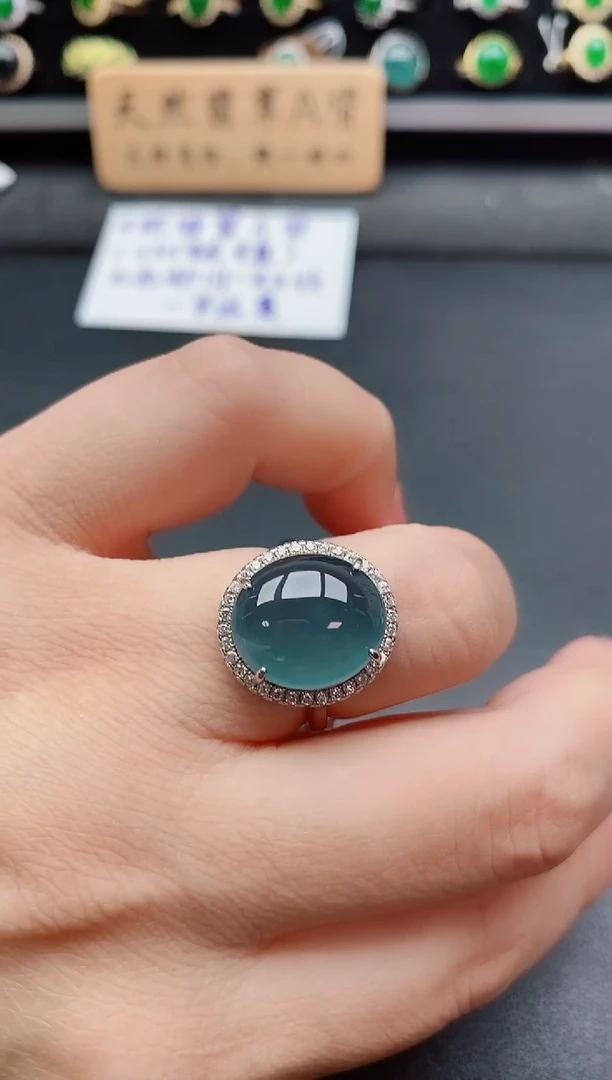 银S925镶嵌戒指翡翠1
