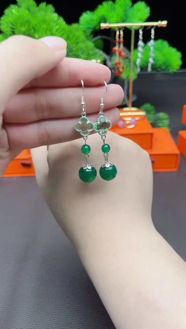 玛瑙/玉髓耳饰银S925镶嵌705