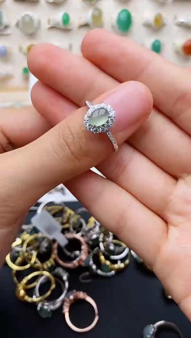 【闪购商品】翡翠戒指银S925镶嵌缅甸翡翠