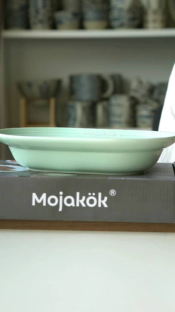 出法国Mojakok薄荷绿椭圆盘25cm@4-2@