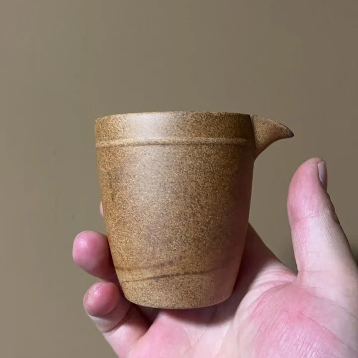 F60原矿竹节公道杯磨砂感老岩泥