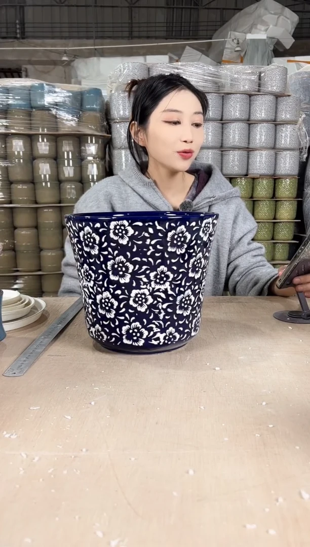 【闪购商品】陶瓷收腰蓝白花大号25x21