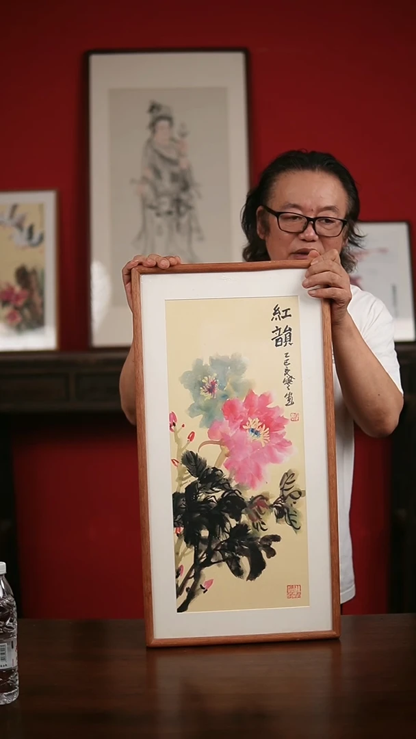 国画国画手写手绘-33*66实木框