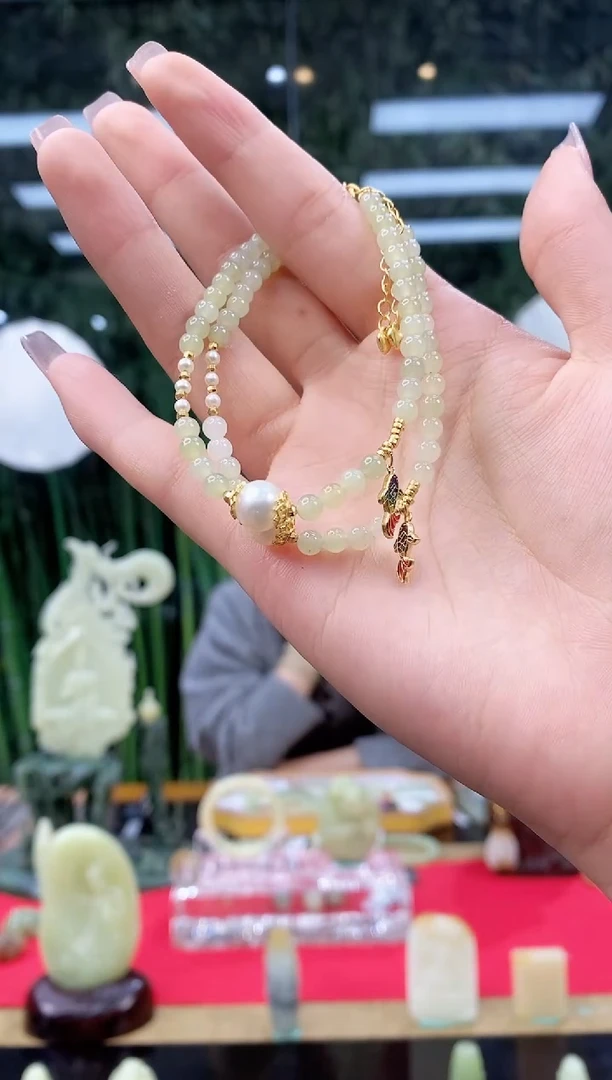 未镶嵌和田玉挂件闪购小米珠手链约4mm多样发发一件