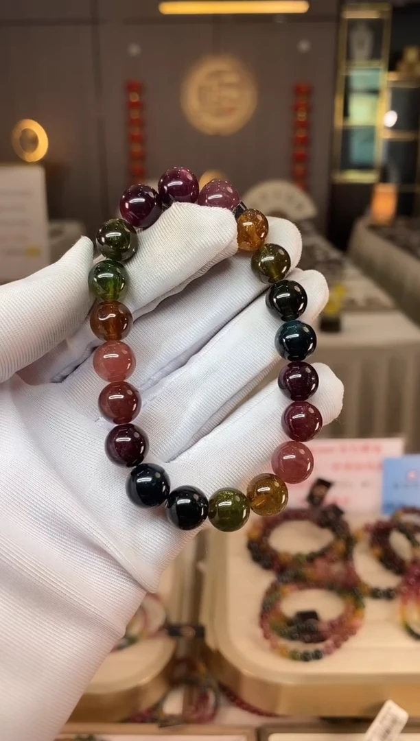 未镶嵌老矿碧玺彩虹单圈手串9mm+碧玺多样性发货一条xion