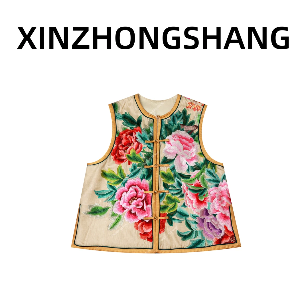 【盛开牡丹】新中裳-新中式国潮国风复古丝线刺绣牡丹马夹马甲女