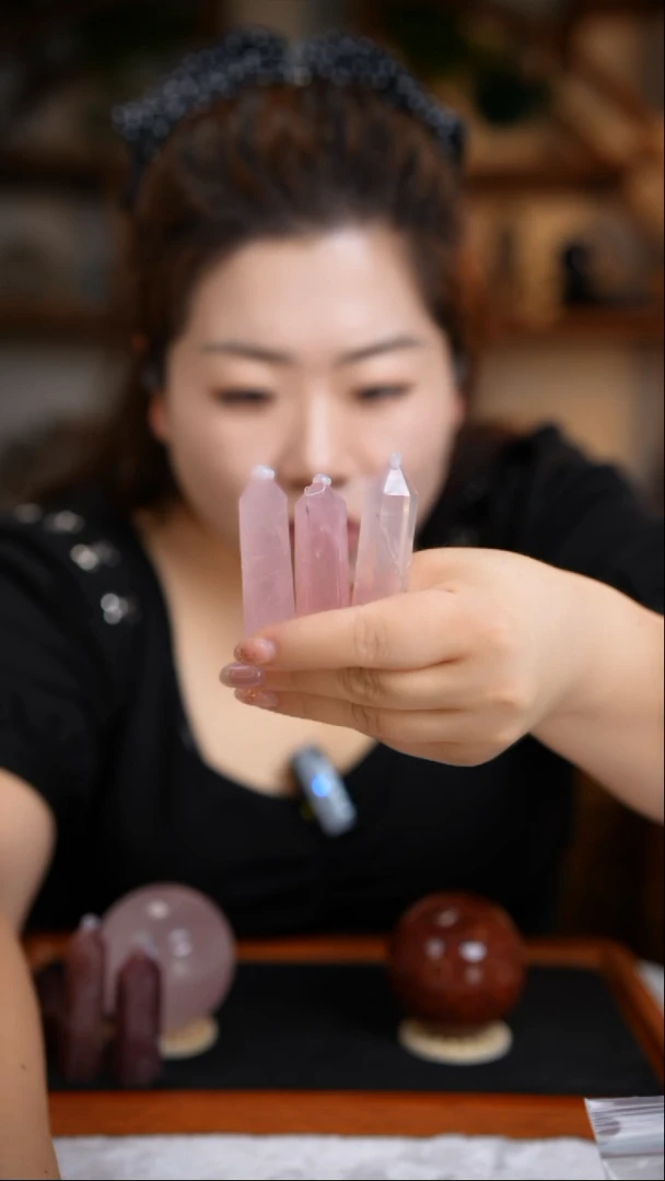 水晶珠宝半成品未镶嵌粉水晶柱子（3）个装多样性发货