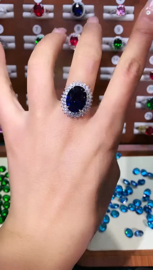 无925银皇家蓝色戒指