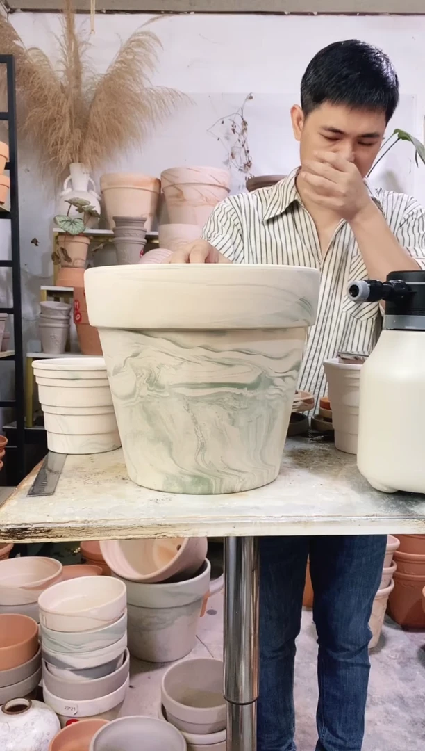 30*27绿白陶 1盆无托