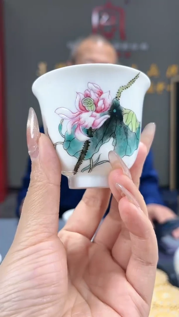 【闪购商品】官窑瓷画院862官窑瓷画院荷花铃铛杯