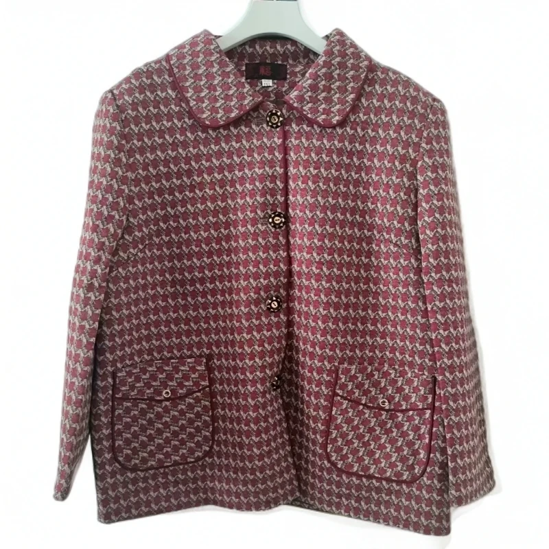 11213-外套女秋装新款时尚格子印花百搭中老年妈妈秋冬【A27-1-3】