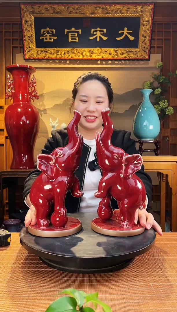 摆件大宋官窑【小象一对】吉祥福瑞