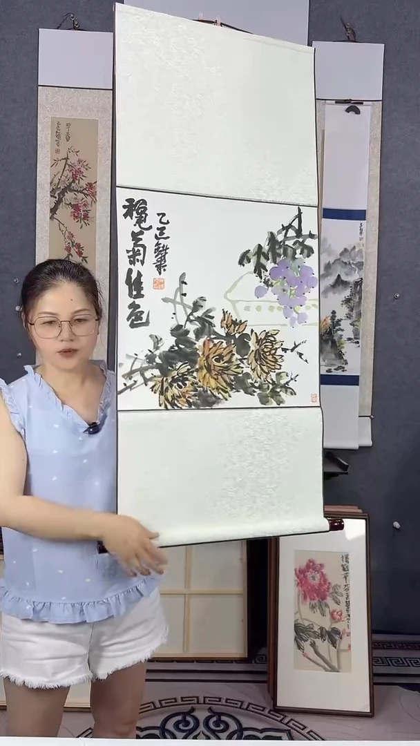 国画110*48吴铁成手绘卷轴