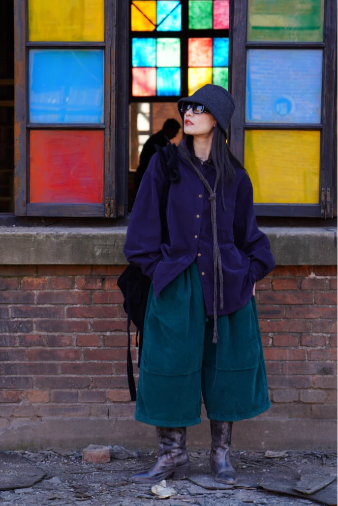 唐不染 时光62544/复古灯芯绒衬衫加棉保暖复古文艺老钱风