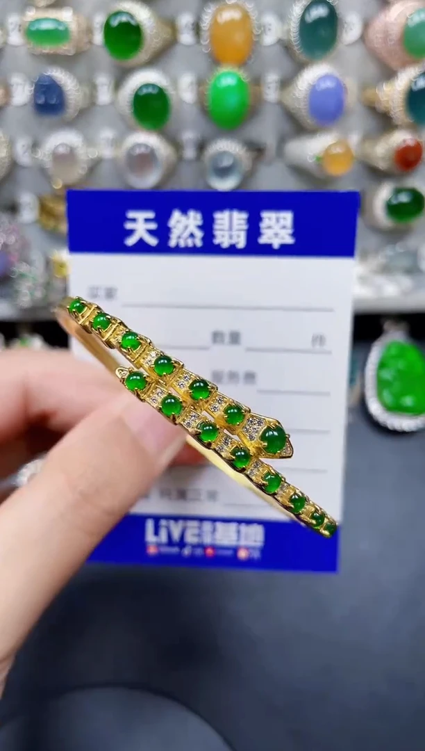 银S925镶嵌手镯翡翠383