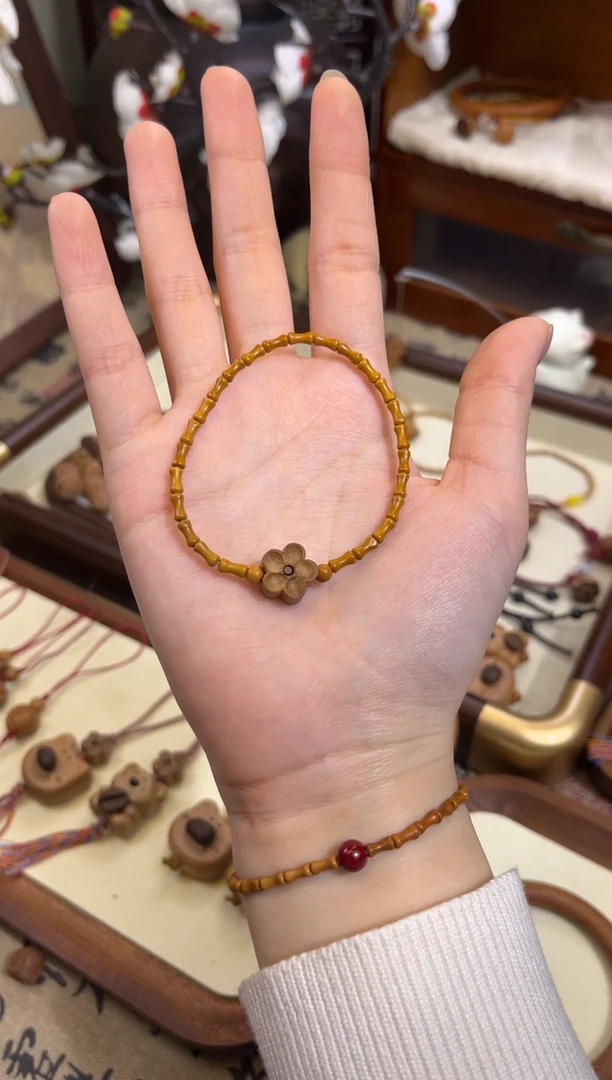 手串桃核【桃缘行】竹节「小花」桃木桃核辟、挡、驱、护 备注手围