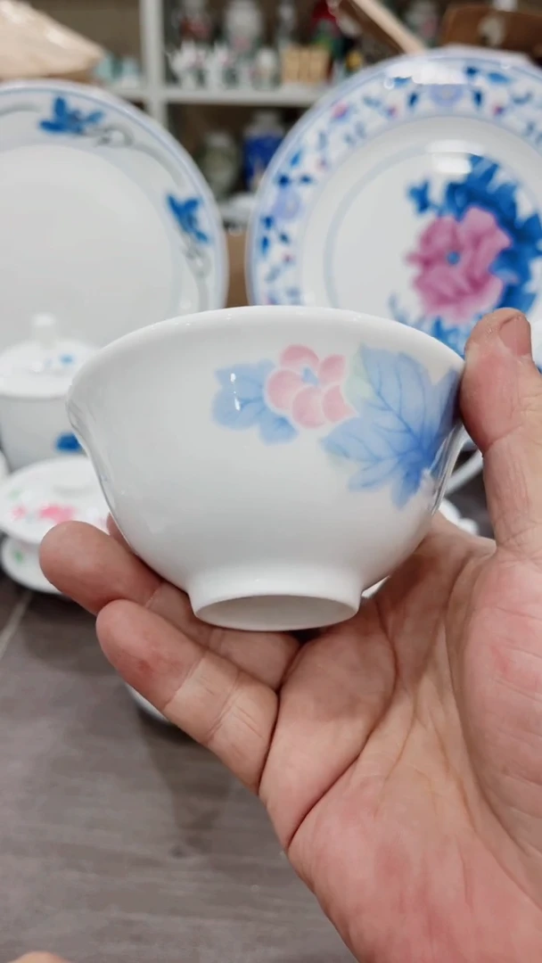 豆10个湖南醴陵釉下五彩陶瓷
