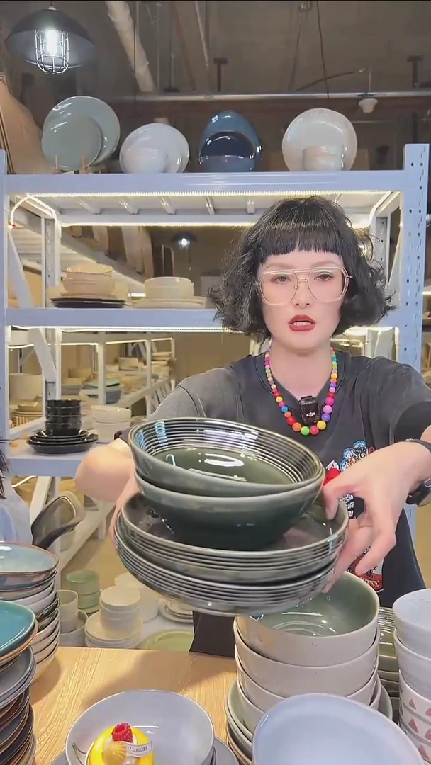瓷508外贸尾货釉下彩陶瓷餐具默认微瑕
