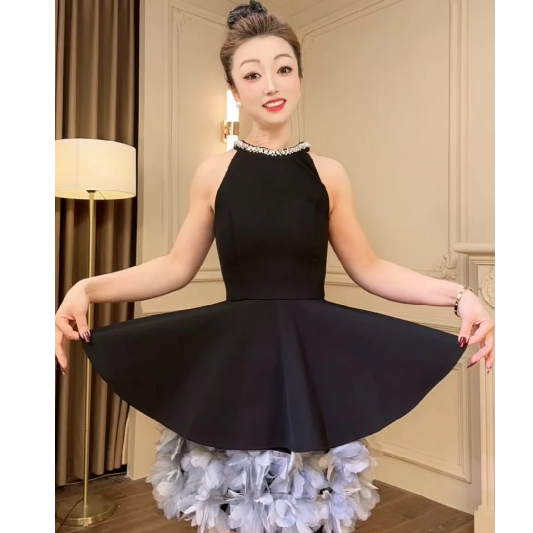 2025夏季新款气质修身性感无袖花边名媛显瘦高级感连衣裙65307