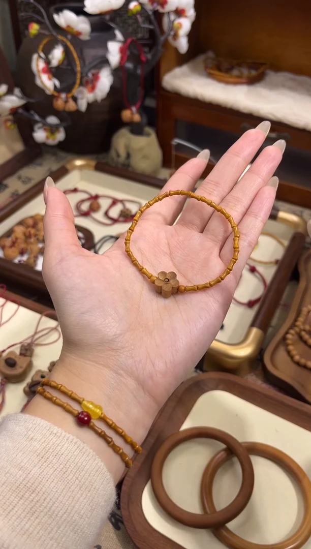 手串桃核【桃缘行】竹节「小花」桃木桃核辟、挡、驱、护 备注手围