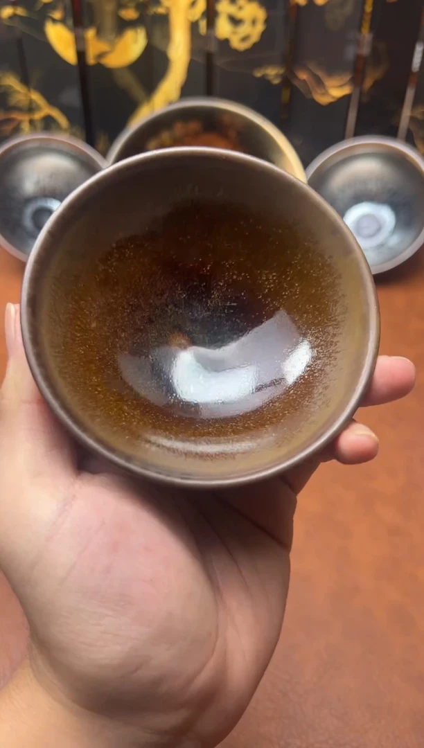 茶盏国大师黄美金柴烧花月夜