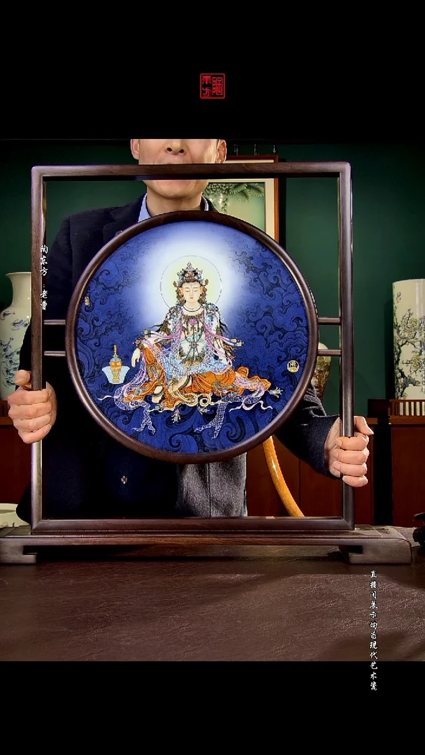 摆件景德镇陶东方陶瓷艺术作品插瓶瓷板画