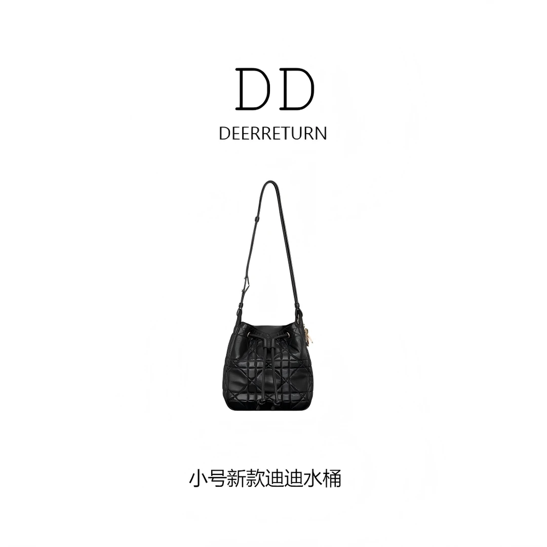 DD【D-Motion新款水桶包】迪迪油蜡牛皮真金电镀五金水桶单肩斜挎包