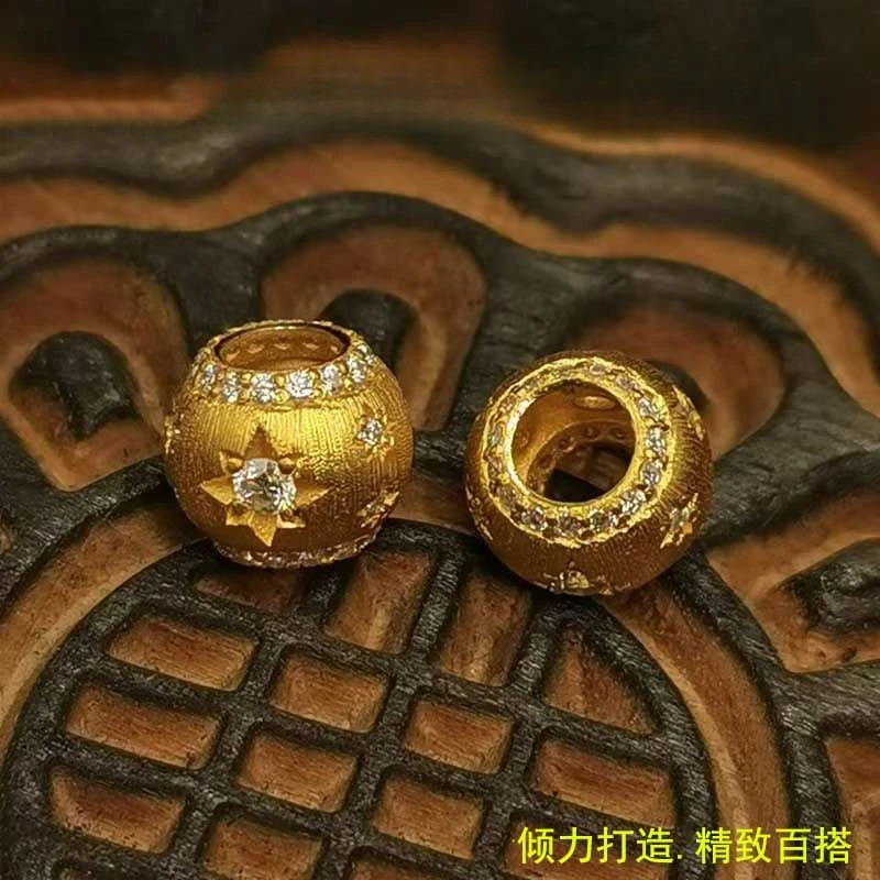 古法手工DIY金色莫桑星星灯笼珠时尚百搭款隔珠配件小众饰品材料