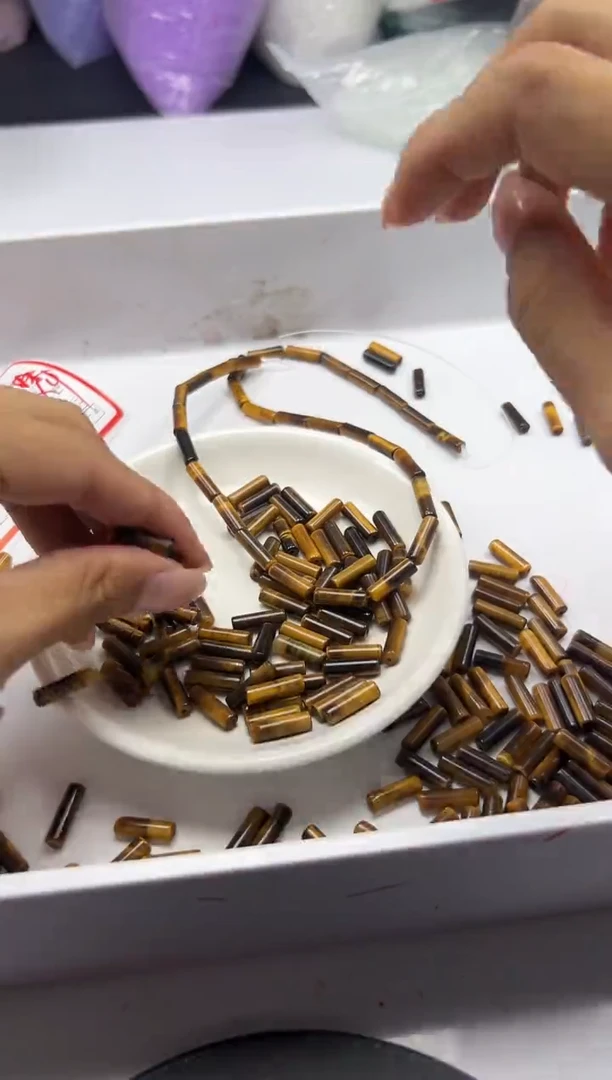 未镶嵌颈饰玛瑙/玉髓w1940虎眼长条*10