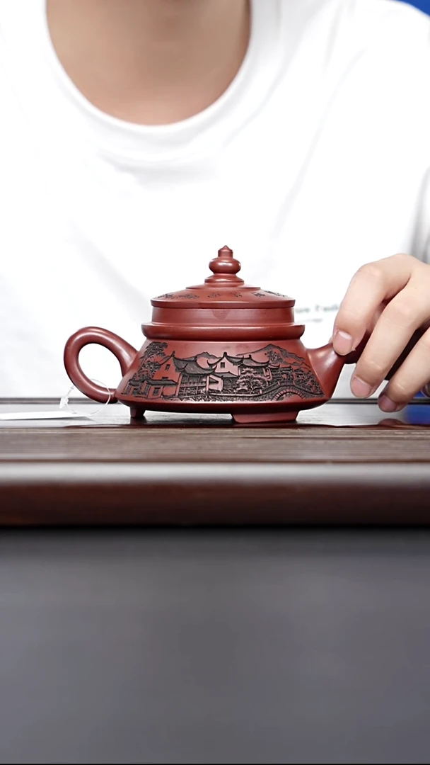 茶壶紫砂宜兴紫砂 亭台宝塔壶 龙血砂 顾林芬