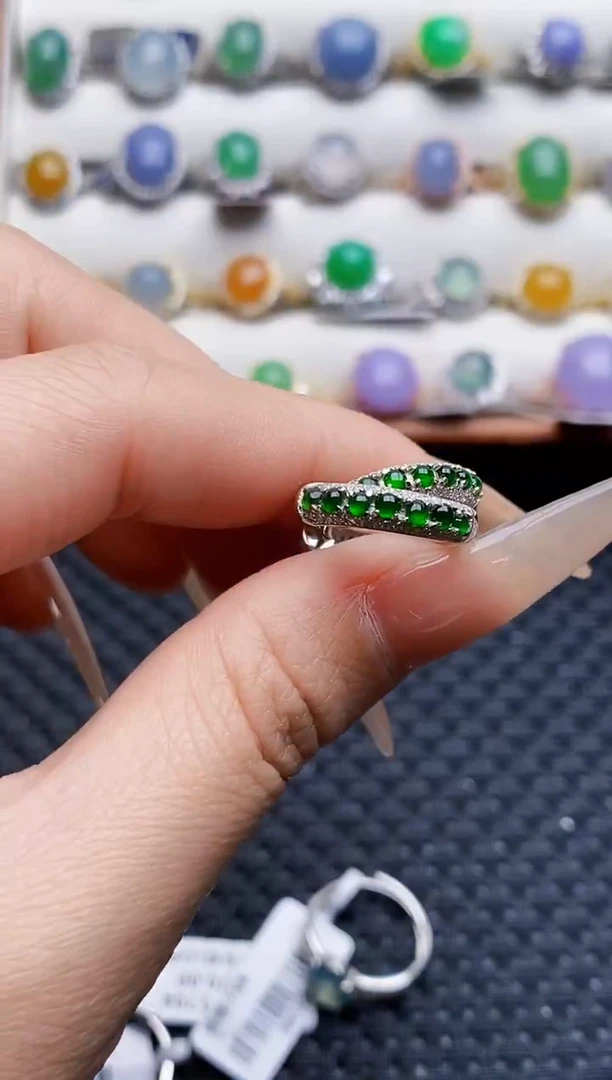 银S925镶嵌戒指翡翠5593