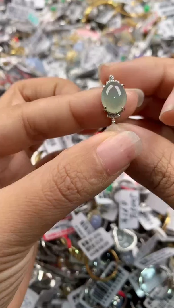 银S925镶嵌戒指翡翠888---7