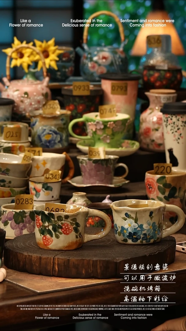 陶瓷一对景德镇高温釉下彩手工手绘款式