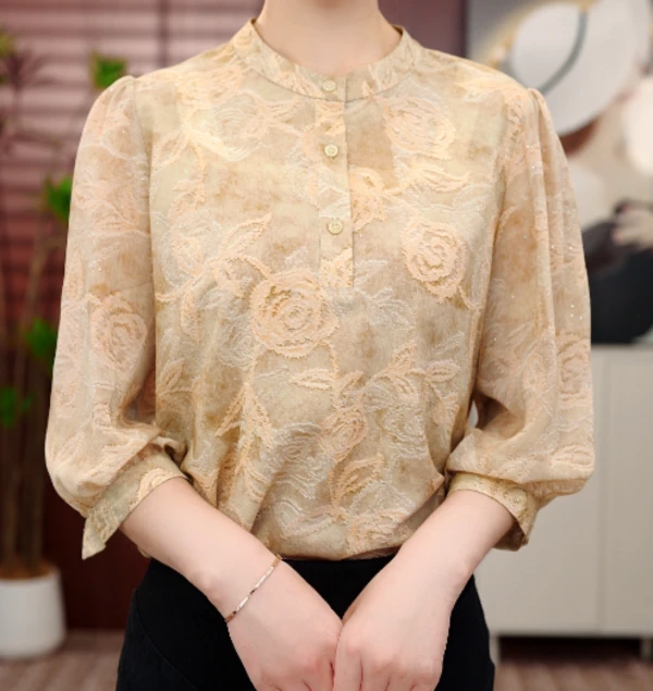 杭州专柜春夏新款高贵优雅气质韵味小衫E-9143