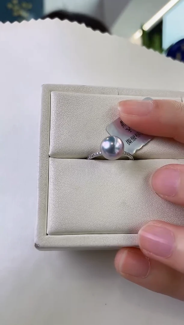 【闪购商品】海水珍珠戒指18K金镶嵌8-9真多麻戒指