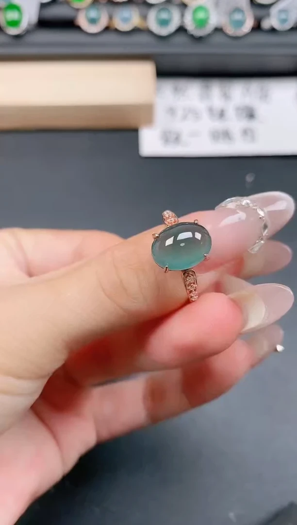 银S925镶嵌戒指翡翠11