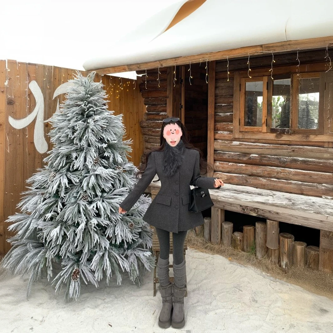 老钱风韩系收腰毛呢外套女秋冬季2025新款高级感显瘦呢子大衣