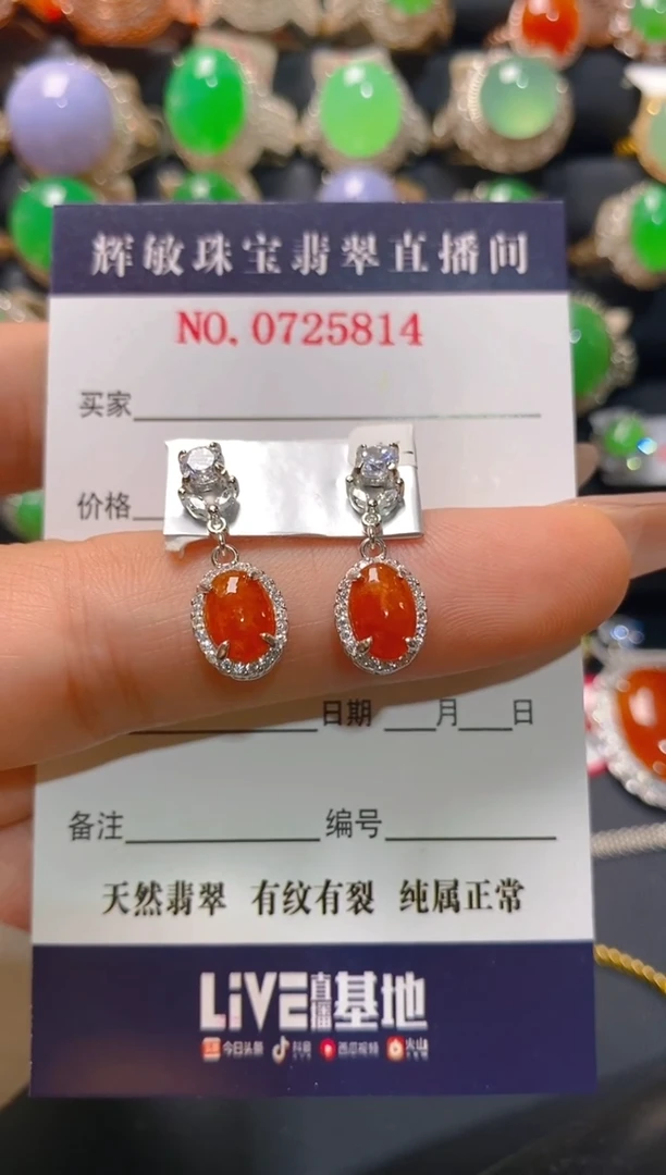 【闪购商品】翡翠银S925镶嵌耳饰天然A货翡翠1