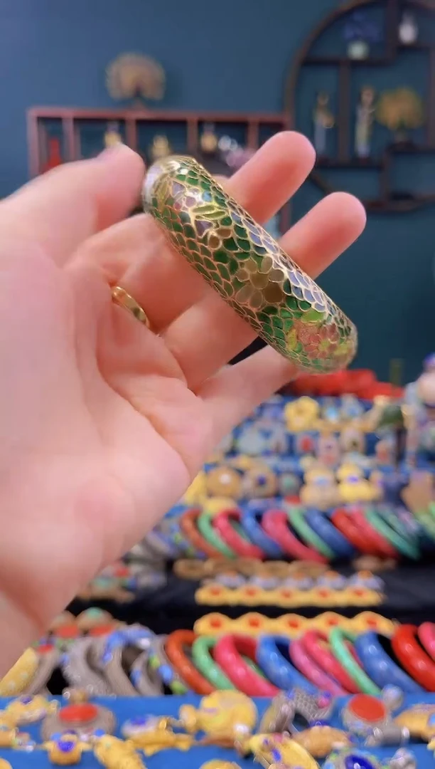 非遗景泰蓝手镯脱胎 绿59-63