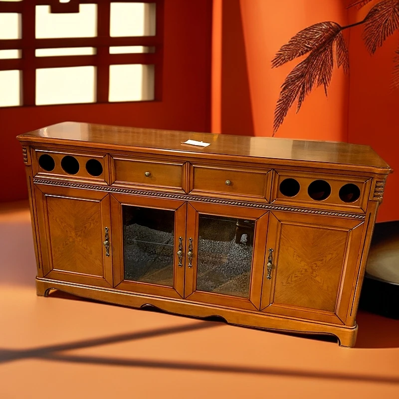 农村堂屋正中间柜子实木餐边柜复古酒柜餐厅大容量隔断
