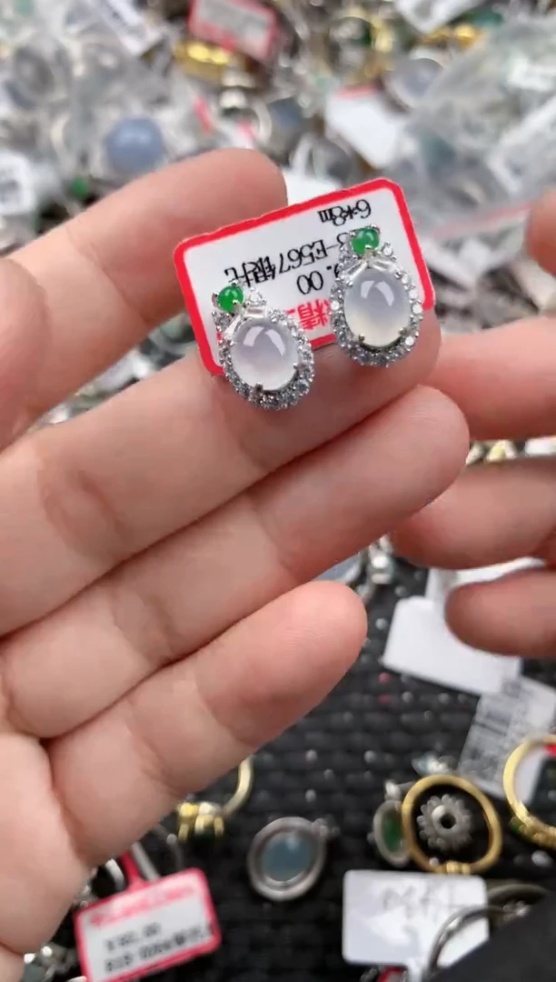 银S925镶嵌戒指翡翠444   3