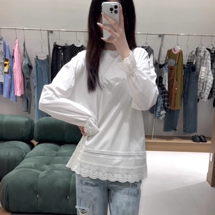 FIZZFLY | 25设计师品牌新款 25SS春季衬衣袖子拼接蕾丝上衣