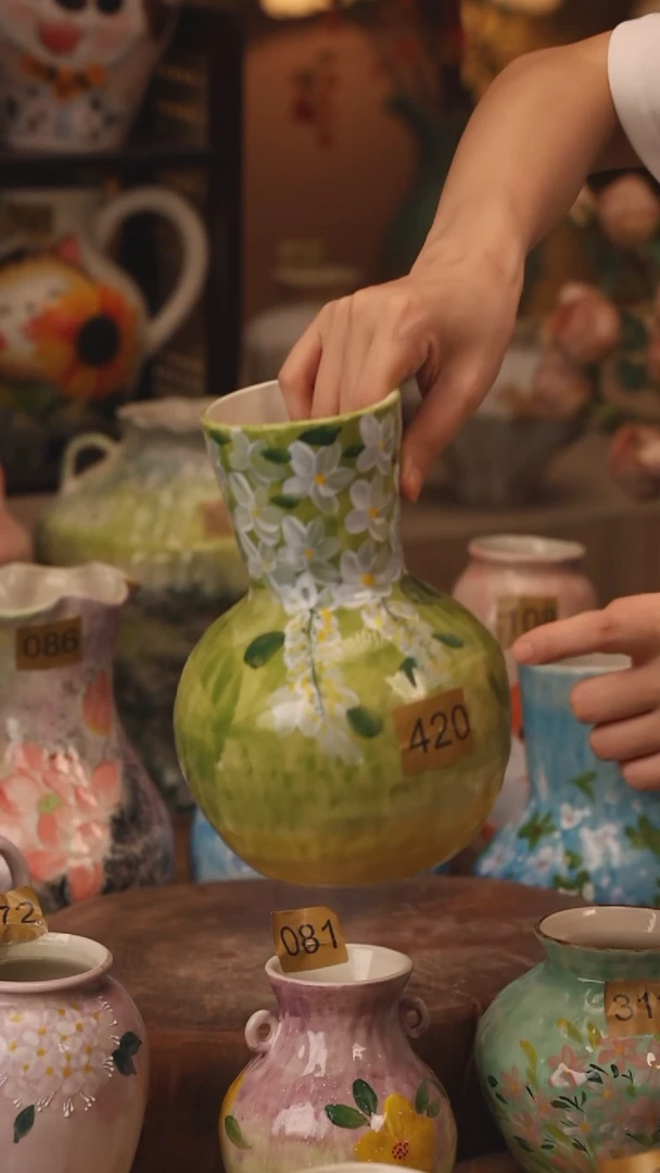 陶瓷420景德镇设计师手作花器摆件侘寂风