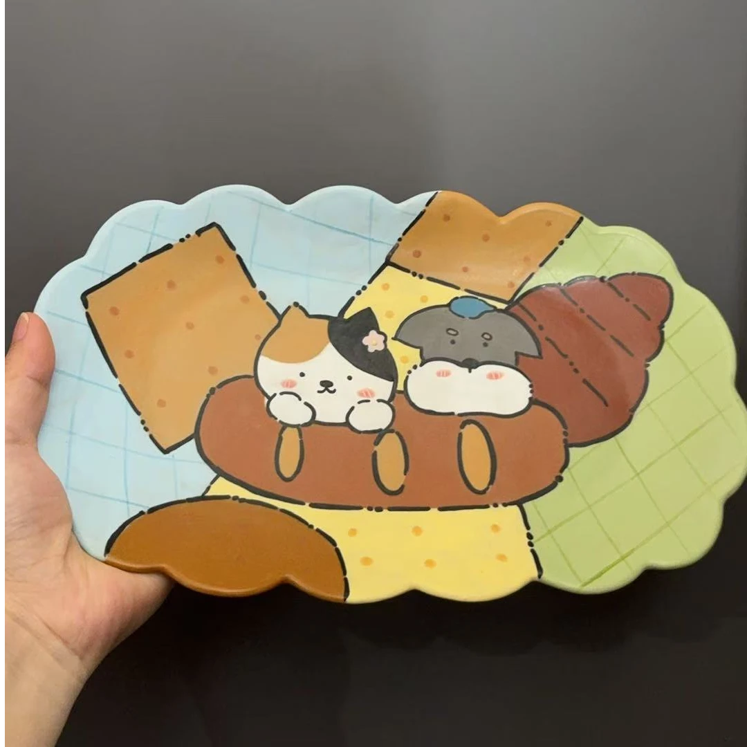 火火卡通猫咪饼干盘