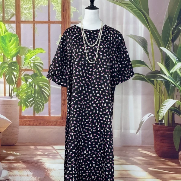 C编号【100%桑蚕丝短袖长裙】2024新款法式优雅温柔短袖连衣裙