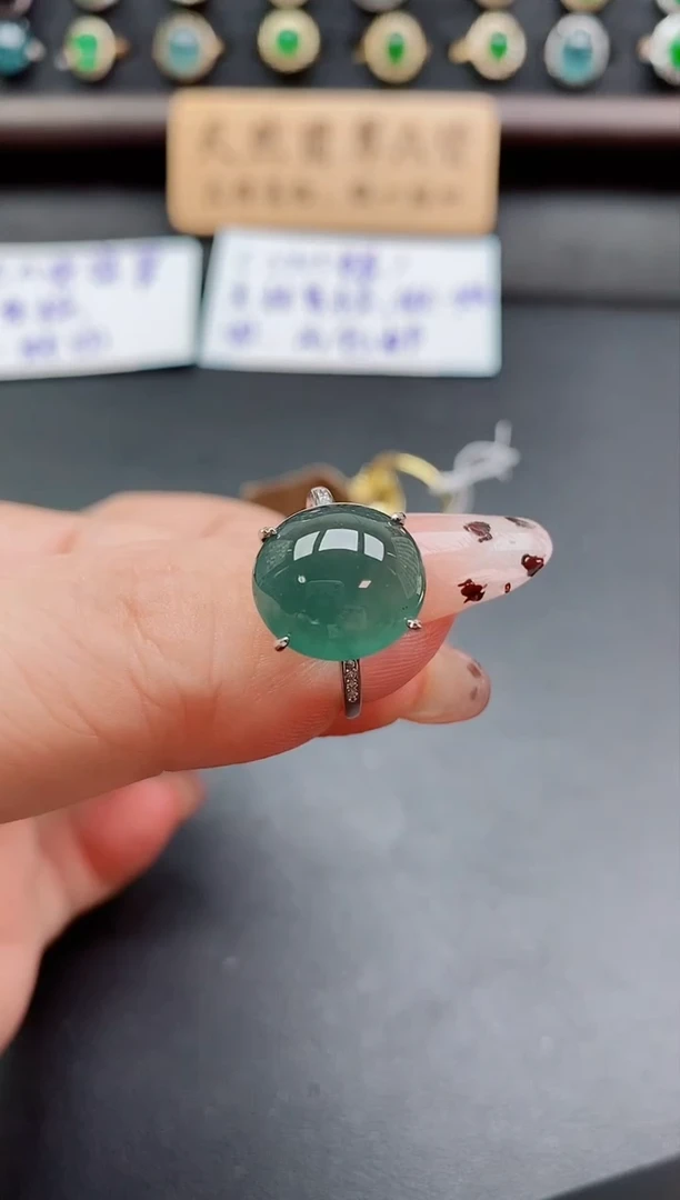 银S925镶嵌戒指翡翠1